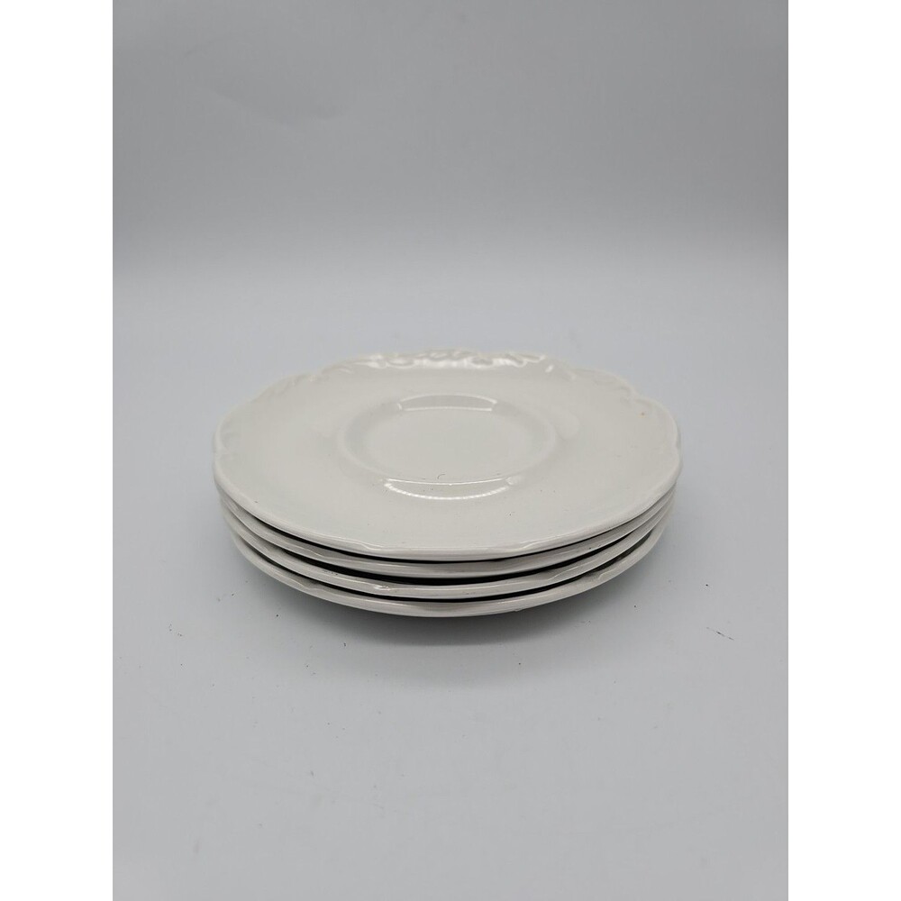 J & G Meakin Sterling Colonial English Ironstone 5.75" White Saucers Set of 4